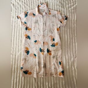 Rachel Zoe linen shirt dress, sz XS, floral,  pockets